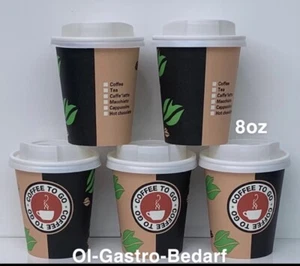500 Hartpapier 200 ml Coffee to go Becher Pappbecher mit Deckel - Bild 1 von 2