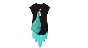 NWT Bang Bang Copenhagen  EXCLUSIVE Black and Green Peacock Dress KIDS $82 1-2Y  - Picture 1 of 7