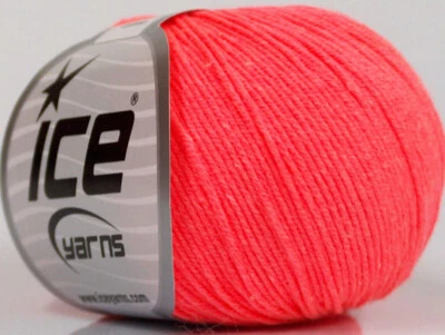4-Skein Lot Amigurumi Cotton Yarn Summer Spring Fine 4x50g/160m Neon Salmon - Image 1 of 4