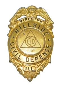 Original WWII - 1950s Hillside, Illinois Civil Defense Director Badge Pin CD CA2 - Picture 1 of 2