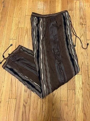 Raro Vintage COOGI Marrón Tejido Suéter Pantalones de Pista con Borde de Cuero para Hombres 2X Foto 1 de 4