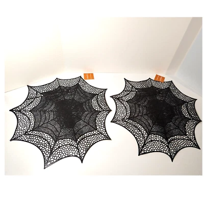 Spiderweb Placemat Set, Hollow Out Design, Set of 2, Vinyl Mat, Approx 18" x 18" - Image 1 of 4