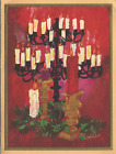 RARE Vtg CHRISTMAS Greeting Card Pat PRICHARD Candles Candelabra MCM Atomic Mod
