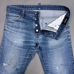 Dsquared2 Jeans Men 36x29 Blue Washed Out Faded Italy Painted Destroyed Thrashed - Picture 1 of 17