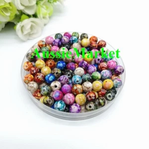 50 x beads acrylic plastic jewellery round mixed colours crafts spacer 8mm loose - Picture 1 of 1