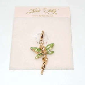 Ciondolo Vintage Firmato Kirks Folly / Fata / Tono Oro - Ali Verdi / Nuovo con etichette - Foto 1 di 2
