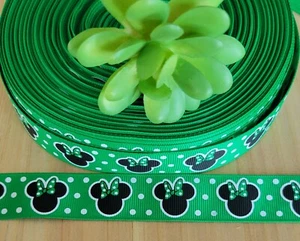 7/8" (1 YD) Minnie Mouse Grosgrain Ribbon St. Patrick's Day Theme Polka Dot - Picture 1 of 1