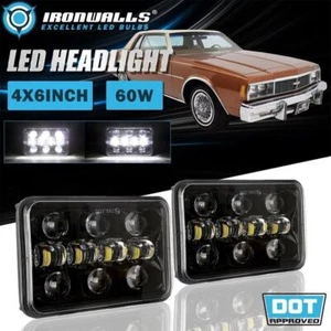 Pair 4x6" LED Headlights Hi/Lo Beam Lamp for Chevrolet Impala & Caprice 77-85 - Foto 1 di 12