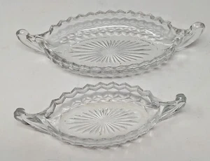 Vin. Fostoria American Pattern 12" & 8" Handled Oval Relish Celery Dishes - Picture 1 of 8