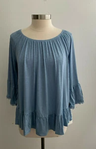 Top azul con hombros descubiertos o al hombro Style & Co talla grande nuevo con etiquetas - Imagen 1 de 4