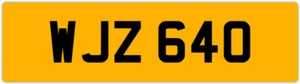 WJZ 640 W 3X3 DATELESS PRIVATE NUMBER PLATE WILL WIL WENDY WES WALT WAYNE WOLF - Picture 1 of 1