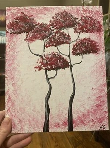 Gemälde auf Leinwand Original 8/10, Klein, Geschenk, Abstrakte Bäume, Wald - Bild 1 von 16
