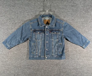 Levis Boys Girls Blue Jean Denim Trucker Jacket Youth Kids Size 7 Snap Buttons - Picture 1 of 15