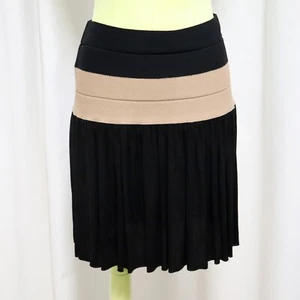 ALESSANDRO DELL’ACQUA Black & Beige Pleated Short Circle Skirt IT44 (US M/L) - Picture 1 of 8