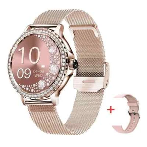 Smartwatch Donna quadrante tondo con cristalli Orologio elegante + cinturino omg - Zdjęcie 1 z 19