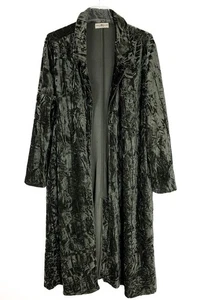 Natural Life Velvet Duster Open Cardigan Stretch Pockets Womens L/XL Olive Green - Picture 1 of 12