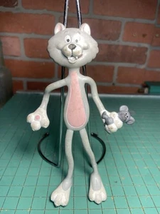 Vintage Russ Berrie Bendy Rubber Cat W/ Mouse Cartoon Figure poseable - Picture 1 of 6