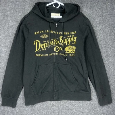 Ralph Lauren Denim & Supply Hoodie Mens XL Charcoal Full Zip Preppy New York - Image 1 of 4