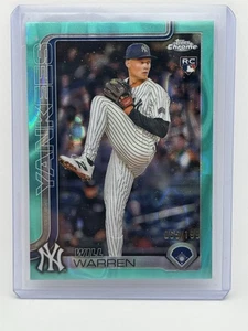 2025 Topps Chrome Will Warren Aqua Lava Refractor /199 Rookie Yankees - Picture 1 of 2