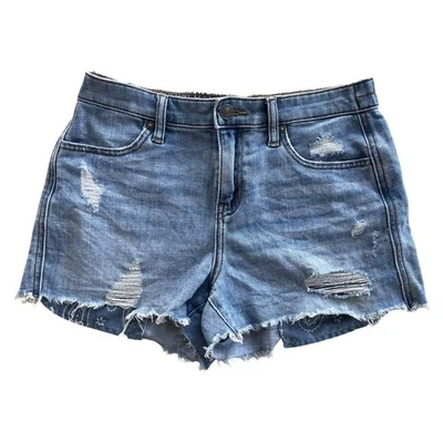 Aerie 女式 XS 浅水洗牛仔破旧下摆佩斯利口袋牛仔短裤 — 第 1/4 张图片