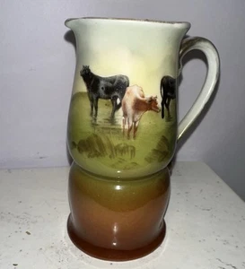 Antique ROYAL BAYREUTH Small Pastoral Cows Creamer Porcelain 4” CottageCore 34 - Picture 1 of 14