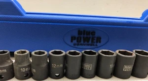 Cornwell Blue Power 7mm-19mm 3/8" Drive 6-Point 13pc Metric Impact Socket Set - Foto 1 di 11