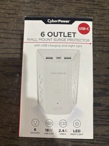 CyberPower P6WUCL 6-Outlet Wall Mount Surge Protector with USB and Night Light, - Picture 1 of 3