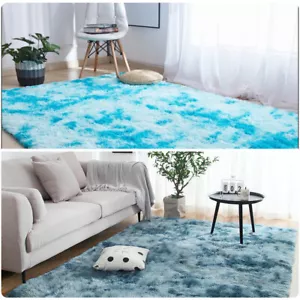 Blau Weich Vorleger Shag Flauschig Teppiche Teppiche Fußmatte für Schlafzimmer Wohnzimmer - Bild 1 von 17