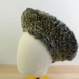 Vintage Astrakhan Hat Green Gray Curly Furry Headdress Russian Persian Winter - Picture 1 of 18