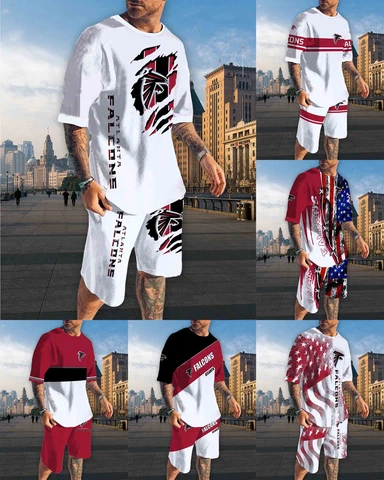Atlanta Falcons Men's Tracksuit Summer Loose Tops Gym Workout Board Shorts Gift Cover