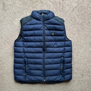 Chaleco Alaskan Hardgear Para Hombres Grande Plumón de Ganso Relleno Cremallera Completa Simulado Cuello Puffer Azul - Imagen 1 de 11