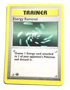 EXC 1st edition ERROR MISCUT SHADOWLESS Pokemon ENERGY REMOVAL BASE Set 92/102 - Picture 1 of 4
