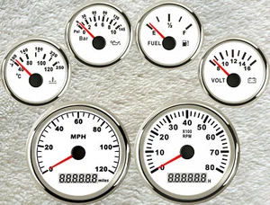 6 Gauge Set with Sender GPS Speedometer Tacho Fuel Temperature Volt Oil Pressure - Picture 1 of 8