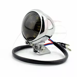 Chrome LED Smoke Brake Tail Light For Harley Chopper Bobber Cafe Racer Custom - Picture 1 of 9