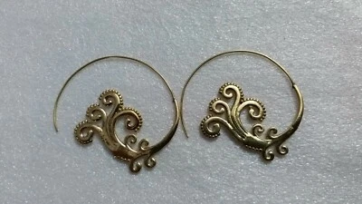 Hermoso Par de Pendientes Hojas Latón Gancho a Mano Triple Banjara Étnico Gitano Boho Foto 1 de 4
