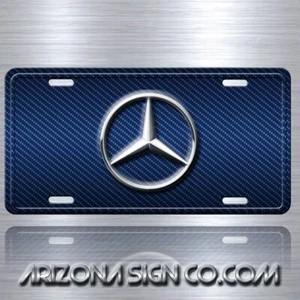 Mercedes-Benz Simulated Blue Carbon Fiber Vanity Aluminum License Plate Tag - Picture 1 of 6