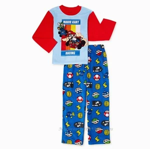 NWT SUPER MARIO KART Pajamas Size 4 5 6 Boys Luigi Shirt Pants Set Nintendo Girl - Picture 1 of 4