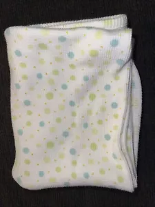Koala Baby Thermal Blanket Waffle Weave White Blue Green Yellow Polka Dots - Picture 1 of 4