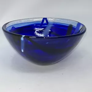 Anna Ehrner für Kosta Boda Kristall blau mittelgroße Schale Schweden 6” x 3” - Bild 1 von 10