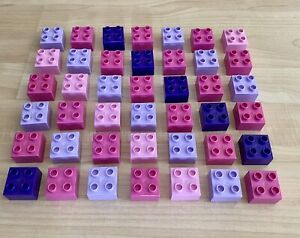 Lego Duplo 42 pc 2x2 Bricks Bright Pink Dark Pink Purple Light Purple Part 3437