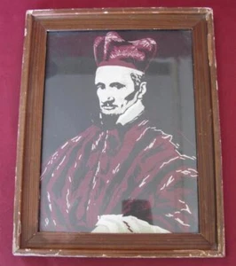 1900s ANTIQUE ORIGINAL CATHOLIC CARDINAL PORTRAIT MIXED TECHNIQUE PAINTING - Picture 1 of 11