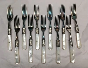 11 International Pearl Handle Flatware 13 Sterling Bolster Wreath Forks 6.5" "S" - Picture 1 of 15