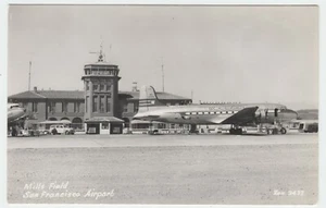 AVIATION SAN FRANCISCO MILLS FIELD WESTERN AIRLINES DC-4 ZAN REAL PHOTO 1946 - Picture 1 of 3