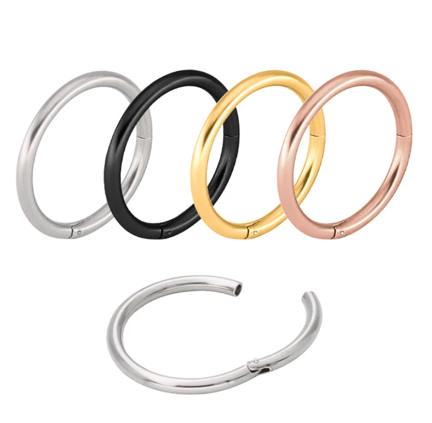 1Pc Seamless Hinged Segment Sleeper Clicker Ring Hoop Ear Lip Nose Septum Pierce - Image 1 of 1