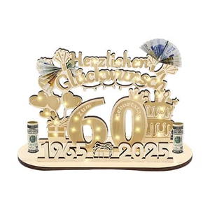 60th Birthday Table Decorations Wood Birthday Tabletop Sign Tiered Tray - Picture 1 of 12