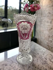c1970s Anna Hutte Bleikristall Ruby Flash Crystal Vase. S10 - Picture 1 of 4