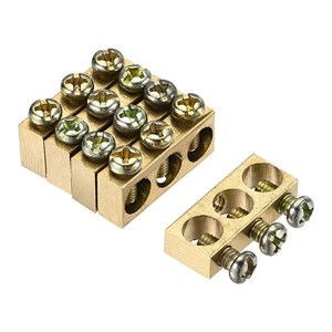 Terminal Ground Bar Screw Block Barrier Brass 3 Positions 25mmx5.7mmx10mm 5 Pcs - Picture 1 of 5