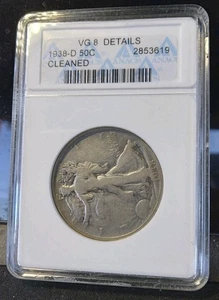 1938-D VG8/Cleaned Walking Liberty Half ANACS SOAP BOX - Picture 1 of 3