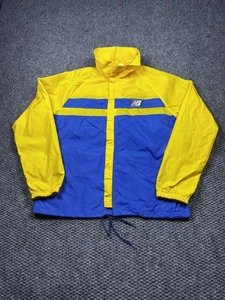 VINTAGE New Balance Jacket Mens Medium Yellow Blue Windbreaker Made USA 90s - Picture 1 of 8