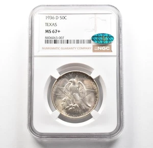 1936-D Texas Commemorative Half Dollar MS67+ NGC CAC *6273 - Picture 1 of 3